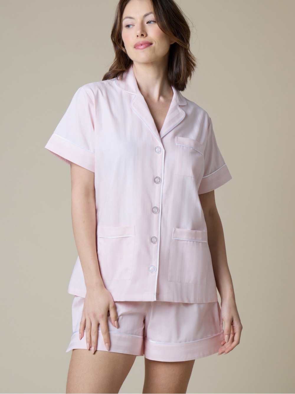 KIP Premium Cotton Pajama Short Set in Pink Peony